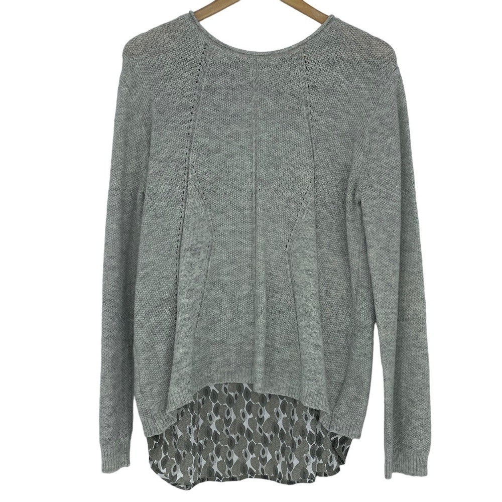 COIN 1804 gray open back high low layered sweater LS top wms sz L